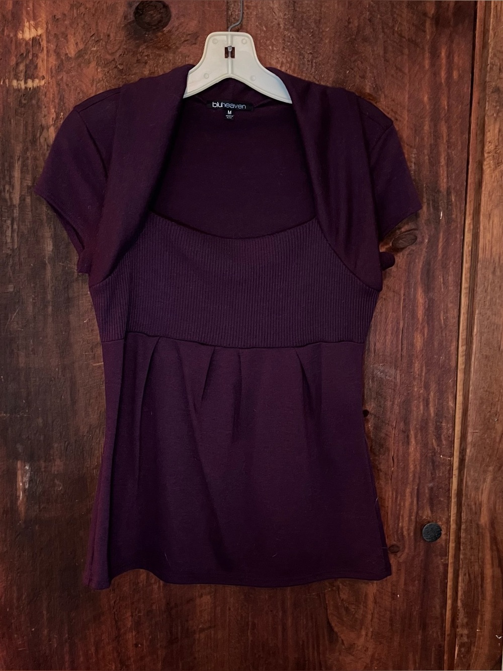 Blu Heaven Women's Short Sleeve Scoop Neck Top in Deep Plum